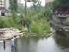 metal river art in downtown Reno